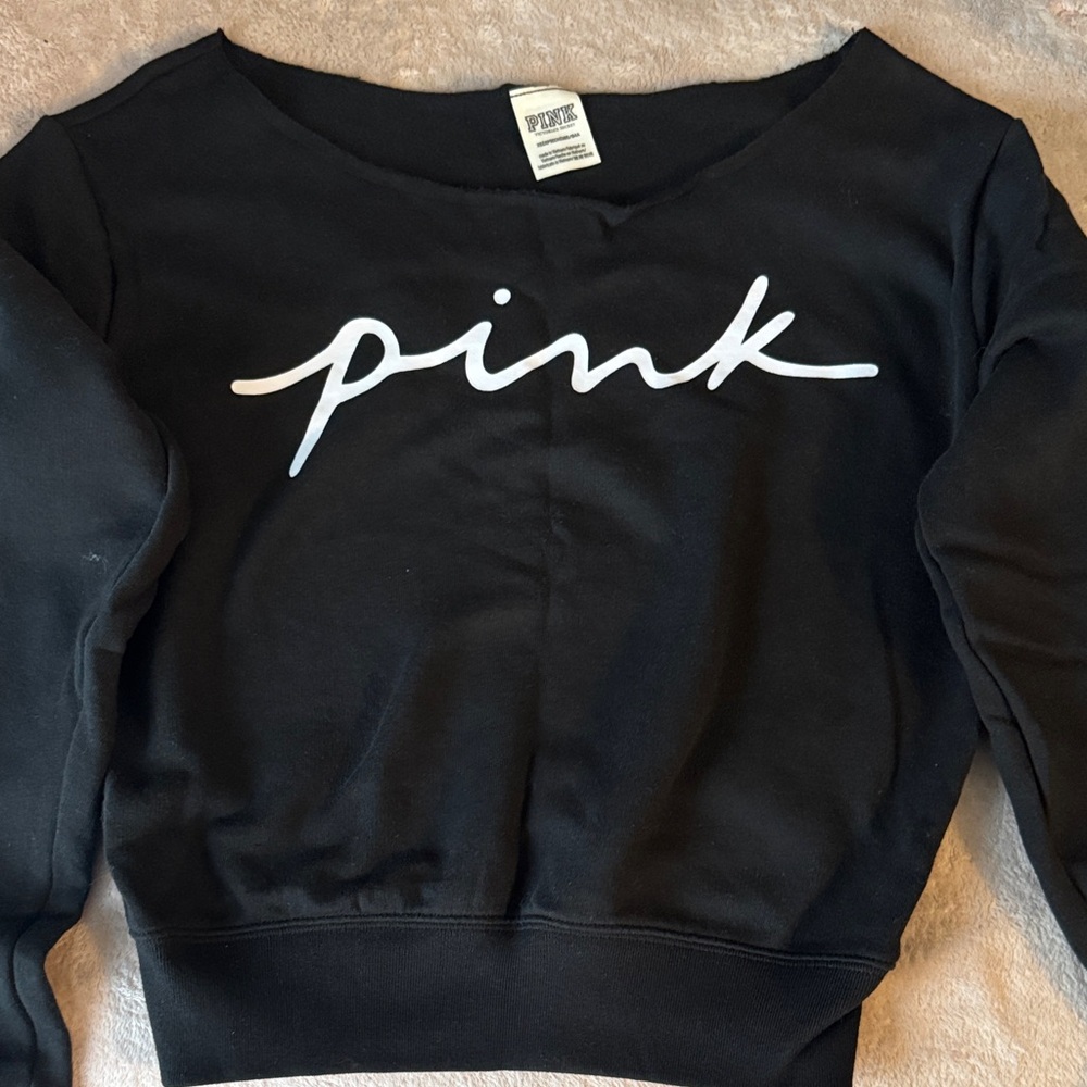 PINK Victoria's Secret Black Off Shoulder Sweater/Sweatshirt
